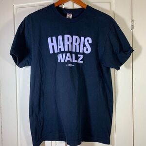 Harris Walz Union Made Navy Blue Graphic T-Shirt Mens‎ Large 2024 Campaign Tee